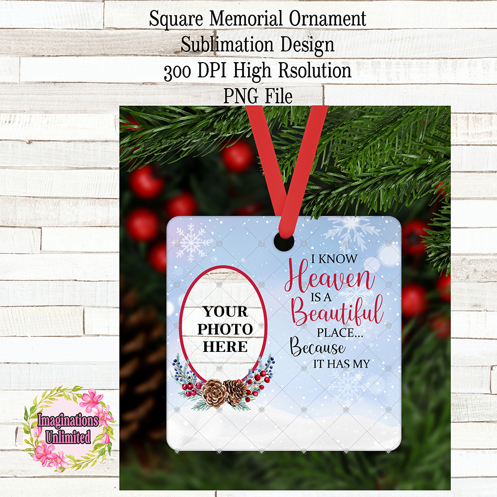 Heaven is a Beautiful Place Memorial Ornament Sublimation Design, PNG ...