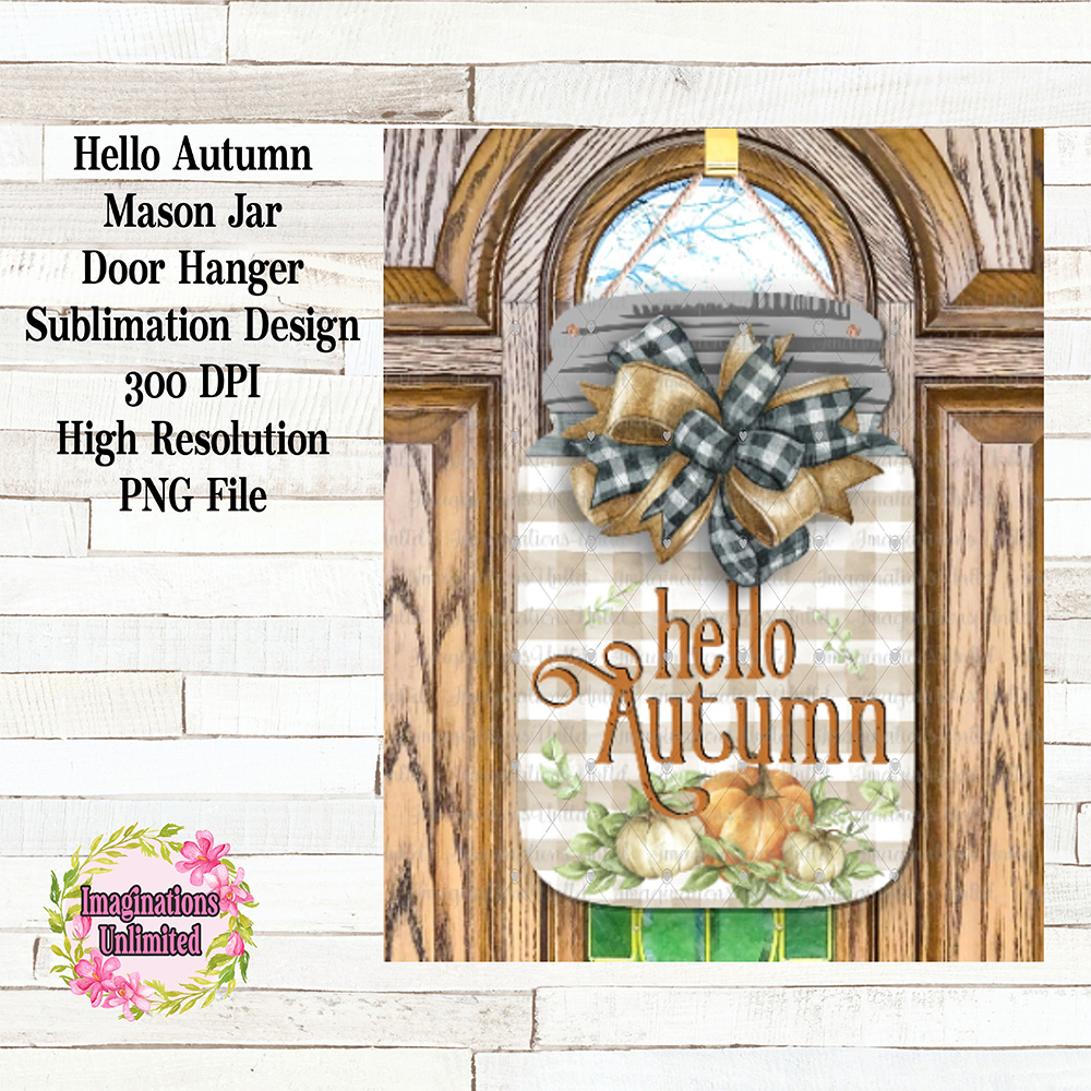 Evergreen Autunno Check Mason Jar | Decorazione Da Porta In Feltro 3D | Tema Autunnale