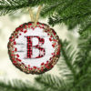 Wood Slice Ornament, Red Buffalo Plaid with Snowflakes on White Birch, Sublimation Designs - Image 2