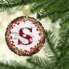 Wood Slice Ornament, Red Buffalo Plaid with Snowflakes on White Birch, Sublimation Designs - Image 4